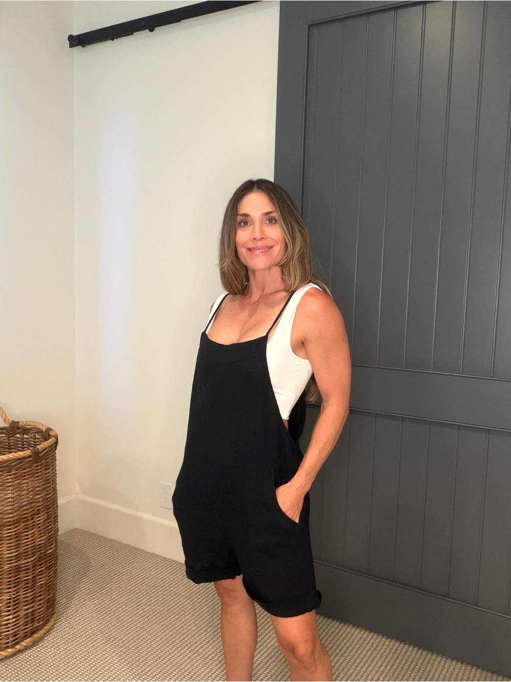 Vitamin A Black Short Linen Overall Shorts